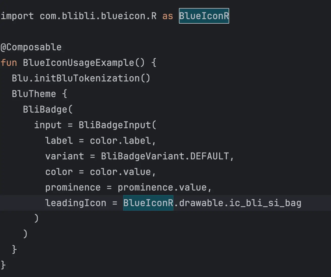 BLUE icon implementation in Android project