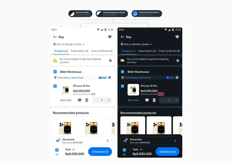 BLUE design tokens implementation