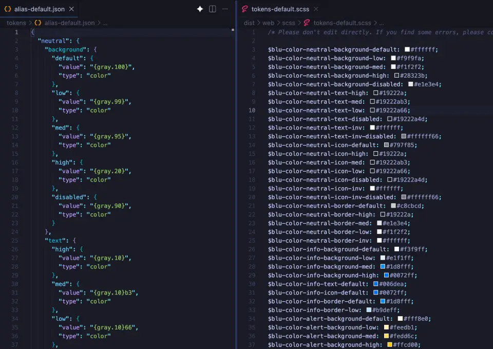 Konversi design tokens dari format JSON ke SCSS menggunakan Style Dictionary